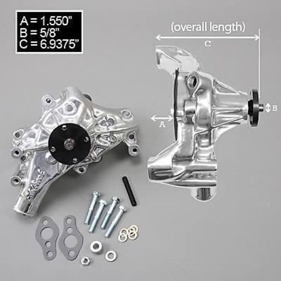 Edelbrock 8821 Water Pump for Small-Block Chevy in Polished Finish (Long)