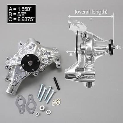 Edelbrock 8821 Water Pump for Small-Block Chevy in Polished Finish (Long)