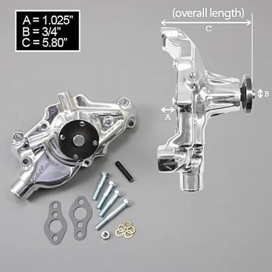 Edelbrock ED8825 Edelbrock Victor Series Chev SB 5.7L Polished H/V Water Pump Rev Rotation ED8825