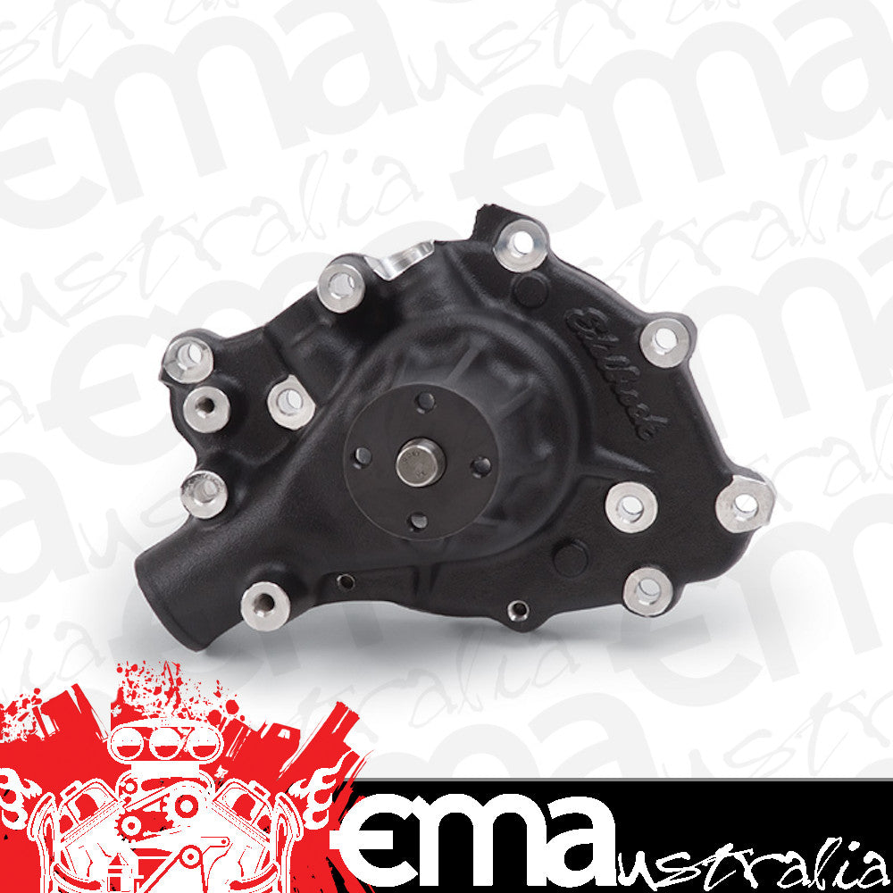 Edelbrock ED88413 Victor Series Aluminium Water Pump - Black Ford 289-302-351W Right Hand Inlet W/ Back Plate 5/8" Pilot Shaft ED88413