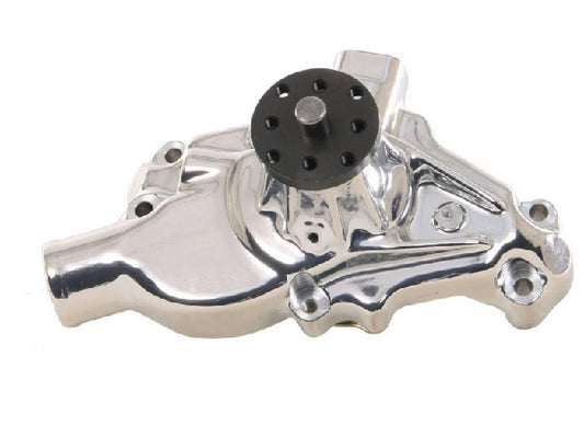 Edelbrock ED88824 Victor Series Aluminium Water Pump - Reverse Rotation Endurashine Finish SB Chevy Short Style Use W/ Aftermarket Serpentine Belts 5/