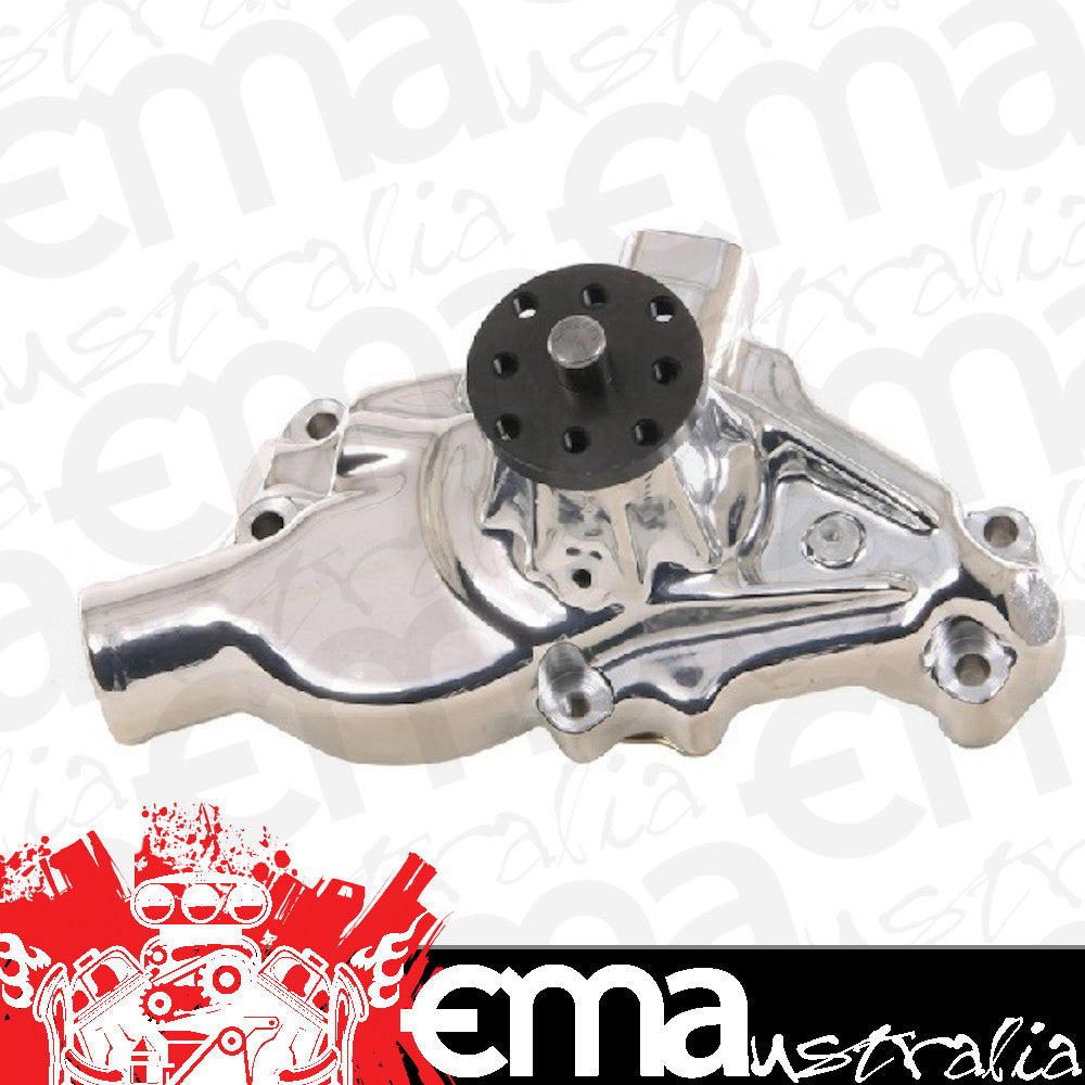 Edelbrock ED88824 Victor Series Aluminium Water Pump - Reverse Rotation Endurashine Finish SB Chevy Short Style Use W/ Aftermarket Serpentine Belts 5/