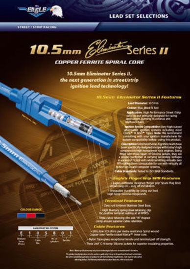 Eagle ELE1058123 10.5mm Eliminator II Leads Ford 302-351C & 351W HEI Dist. Blue