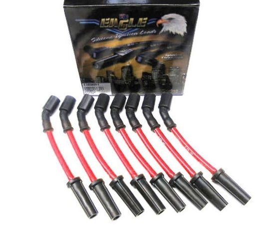 Eagle ELE1058591R 10.5mm Eliminator Series II Over Rocker Cover Lead Set - Red suit Chev LS1 w/ 135¡ Coil Boot & 180¡ Spark Plug