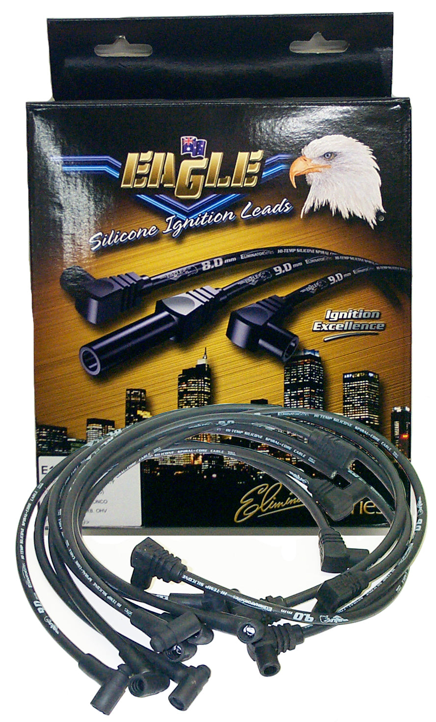 Eagle ELE9814R 9mm Eliminator Series I Over Valve Cover Lead Set - Red SB Chev w/ STD Cap 90¡á Distributor & 90¡á Spark Plug