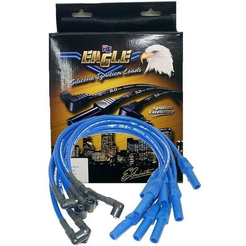 Eagle ELE9834 9mm Eliminator Series I Under Exhaust Manifold Lead Set - Blue suit SB Chev w/ HEI Cap 90¡ Distributor & 90¡ Spark Plug