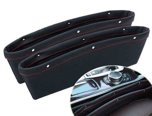 Engine Master EMA-CarOrganiser Clearance - Car Seat Side Storage Organiser Leather Black And Red (pair)