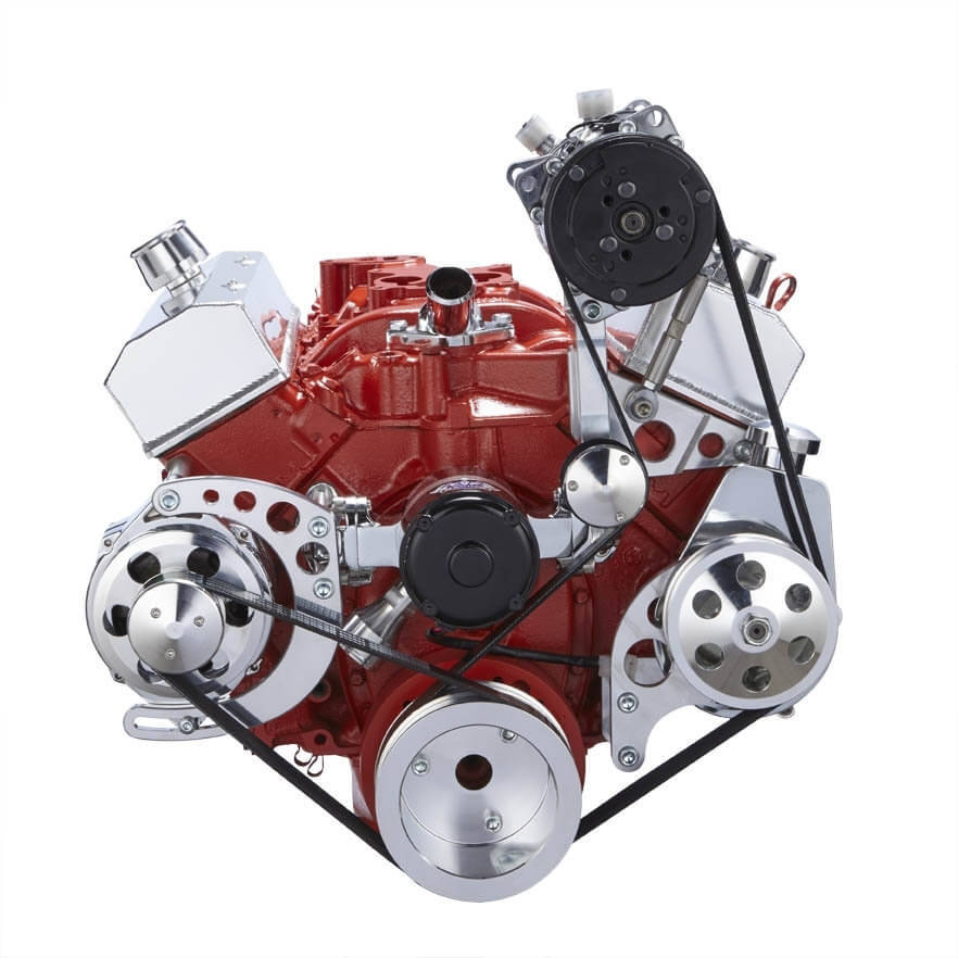 CVF 350-SERPENTINE-AC-C-EWP Chevy Small Block Serpentine Conversion - AC Alternator & Power Steering Electric Water Pump