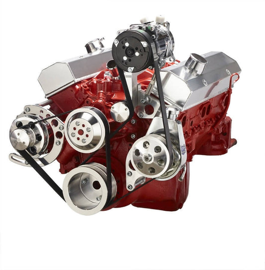 CVF 350-SERPENTINE-AC-C Chevy Small Block Serpentine Conversion - AC Alternator & Power Steering Long Water Pump