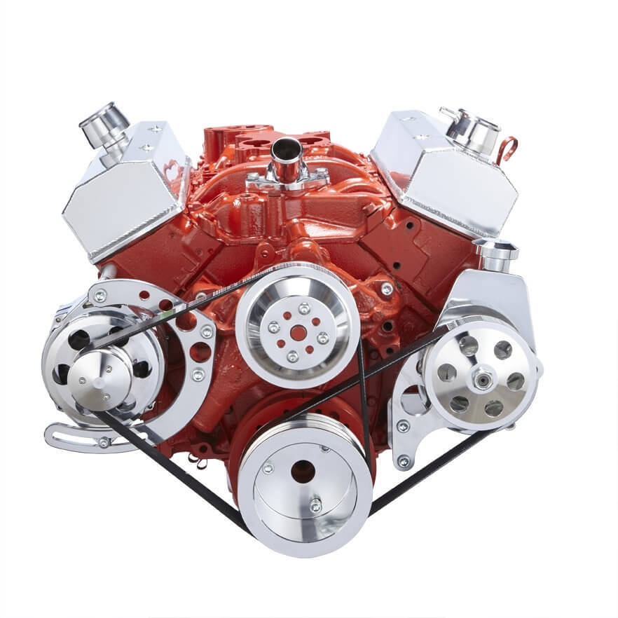 CVF 350-SERPENTINE-PS-C Chevy Small Block Serpentine Conversion - Power Steering & Alternator Long Water Pump