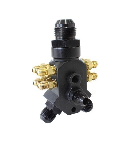 Enderle EN4130 Port & Distribution Y-Block x1 -12an Inlet x2 -8an Outlet x1 -6an Outlet & x1 -3an Outlet w/ x8 Port Nozzle Outlets