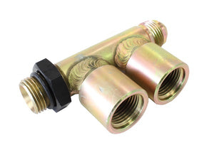 Enderle EN7001CC Double Hi-Speed Tee Fitting -8an Inlet & Outlet w/ Dual Inline -8an On One Side