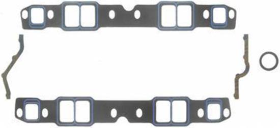 Fel-Pro Gaskets FE1244 Printoseal Intake Manifold Gasket Set Suit SB Chev, Trim To Fit 1.25" X 1.90" To 1.40" X 2.30" X .060", No Exhaust Crossover