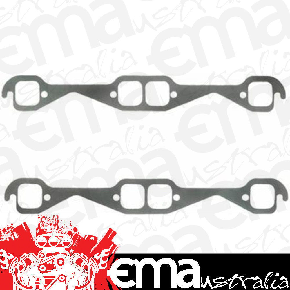 Fel-Pro Gaskets FE1405 Chev SB Perforated Steel Exhaust Gasket Set Large Race Port 1.55" X 1.55"