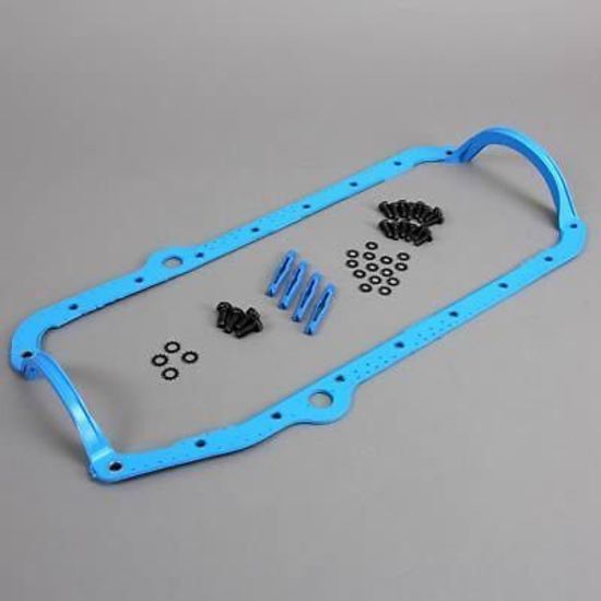 Chev Small Block Gen I, 267, 305, 350, 400 C.I.D Pre 1986, Drivers & passenegr side dipstick. Thick front seal 1 Piece Steel Core Rubber Sump Gasket SB Rh/Lh Fel-Pro Gaskets