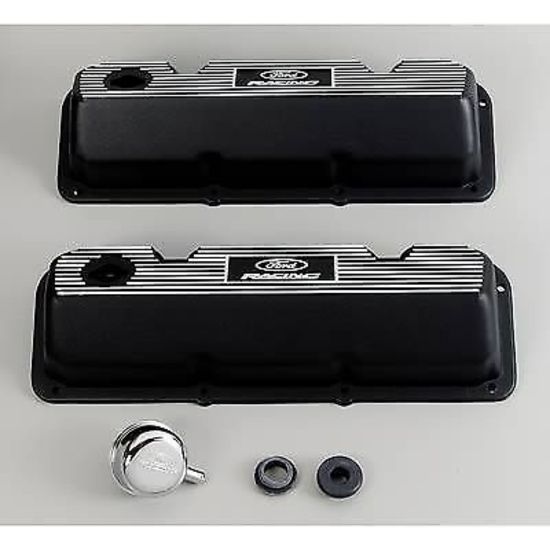 Ford Racing FMM-6582-A341R Black Alloy Valve Covers Ford Cleveland 302-351 Cid
