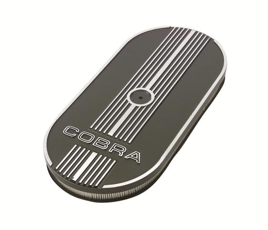 Ford Racing FMM-9600-C302 Ford RACING OVAL AIR CLEANER BLACK W/ COBRA LOGO 21-1/16"L X 10"W