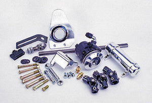 Flaming River FR326PWRHPL 57 Chev Rhd S/Steel Power Steering Rack & Cradle Kit