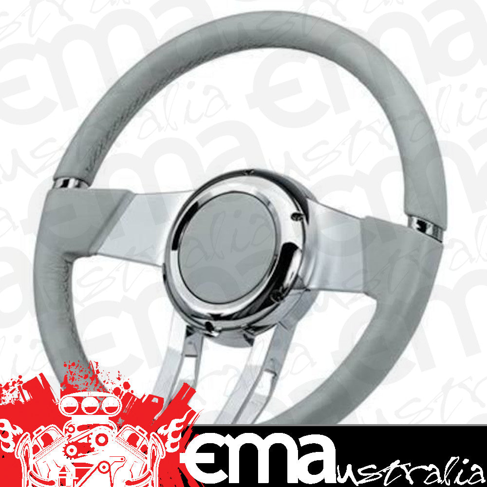 Flaming River FR20150LG Steering Wheel Waterfall 13.8 Light Grey Leather Light Grey