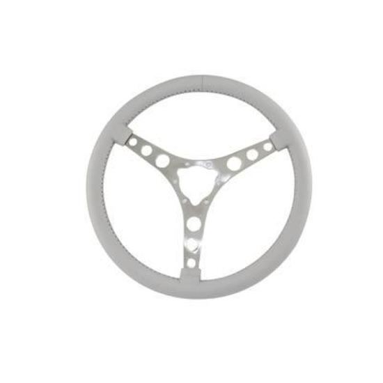 Flaming River FR20152LG Steering Wheel Vette 6 Bolt Laser Polished Aluminum 15 Light Grey Leather