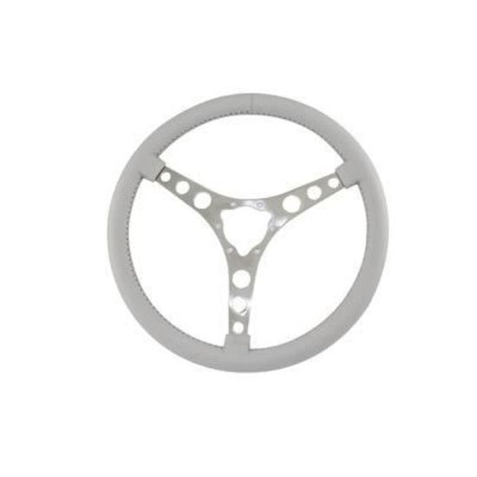 Flaming River FR20152LG Steering Wheel Vette 6 Bolt Laser Polished Aluminum 15 Light Grey Leather