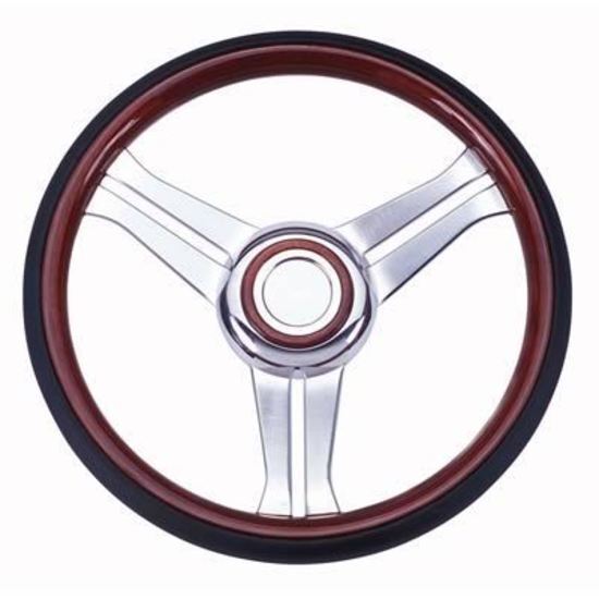 Flaming River FR20163BK Steering Wheel Navigator Combination Wood/Black Leather 13.8 Dia Dished