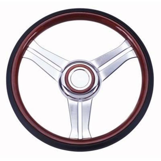Flaming River FR20163BK Steering Wheel Navigator Combination Wood/Black Leather 13.8 Dia Dished
