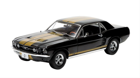 Greenlight GLC12897 1967 Ford Mustang Gt 1:18 Diecast Model Black w/ Gold Stripes