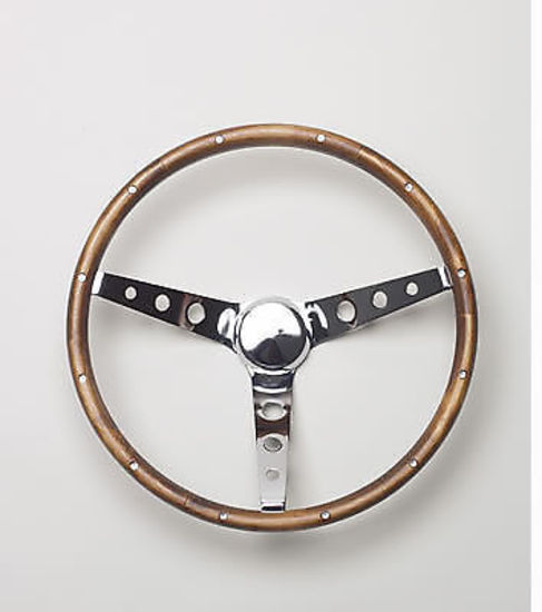 Grant GR201 Classic 15" Steering Wheel Chrome 3 Spoke/Hardwood Walnut Rim