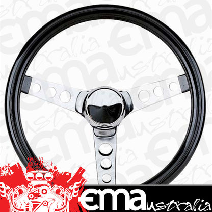 Grant GR502 502 Classic Cruisin Steering Wheel 13-1/2" Black Gloss Vinyl Grip w/ 3-1/2" Dish