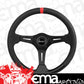 Grant GR690 13.75" Performance & Race Steering Wheel Black Anodized 3-Spoke Black Suede Grip 3.5" Dish Wih Red Center Top Stripe