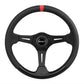 Grant GR690 13.75" Performance & Race Steering Wheel Black Anodized 3-Spoke Black Suede Grip 3.5" Dish Wih Red Center Top Stripe