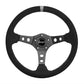 Grant GR694 13.75" Performance & Race Steering Wheel Black Anodized 3-Spoke Black Suede Grip 3.5" Dish Wih Grey Center Top Stripe