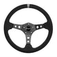 Grant GR694 13.75" Performance & Race Steering Wheel Black Anodized 3-Spoke Black Suede Grip 3.5" Dish Wih Grey Center Top Stripe