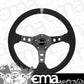 Grant GR694 13.75" Performance & Race Steering Wheel Black Anodized 3-Spoke Black Suede Grip 3.5" Dish Wih Grey Center Top Stripe