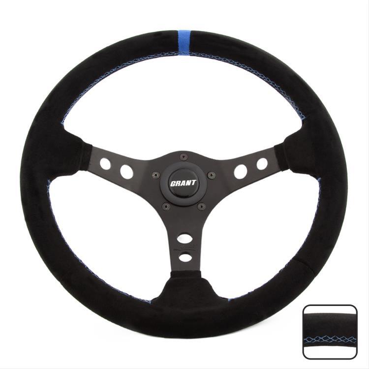 Grant GR696 Suede/Black/Blue Steering Wheel 3-Spoke 13.75" Diameter 5-Bolt