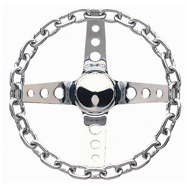 Grant GR740 11" Classic Chain Steering Wheel Chromed 4 Spoke Chrome Chain Grip. 3-1/2" Dish