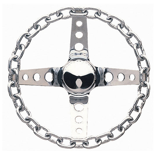 Grant GR740 11" Classic Chain Steering Wheel Chromed 4 Spoke Chrome Chain Grip. 3-1/2" Dish