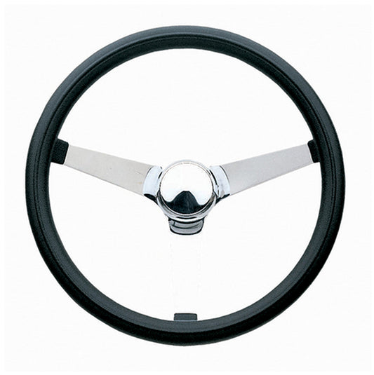 Grant GR832 14-3/4" Classic Series Steering Wheel Chrome 3 Spoke Black Vinyl Grip. 3-1/2" Dish
