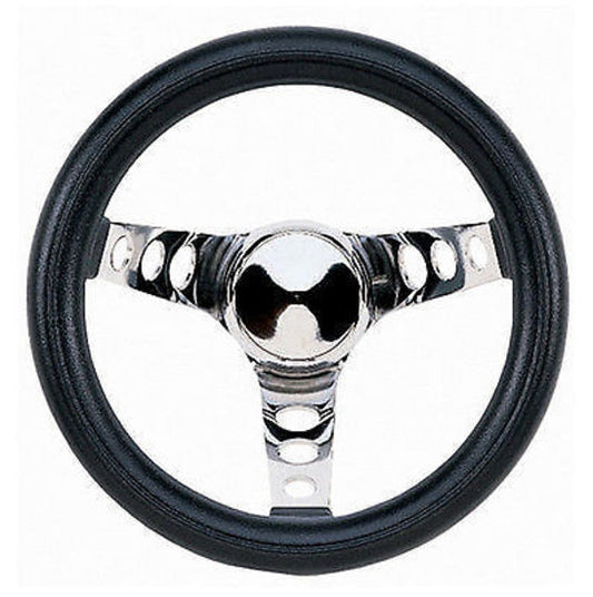 Grant GR833 10" Classic Series Steering Wheel Chrome 3 Spoke Black Vinyl Grip