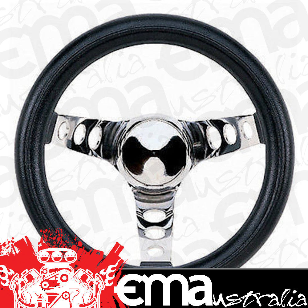 Grant GR833 10" Classic Series Steering Wheel Chrome 3 Spoke Black Vinyl Grip