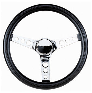 Grant GR834 11-1/2" Classic Series Steering Wheel Chrome 3 Spoke Black Vinyl Grip. 3-3/4" Dish