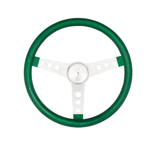 Grant GR8442 Gr8443 Metal Green Flake Glitter 13.5" Steering Wheel 3-Spoke Chrome Moon Style