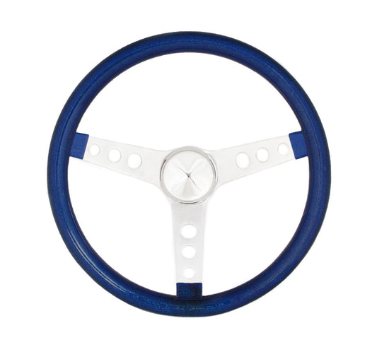 Grant GR8446 Metal Blue Flake Glitter 13.5" Steering Wheel 3-Spoke Chrome Moon Style
