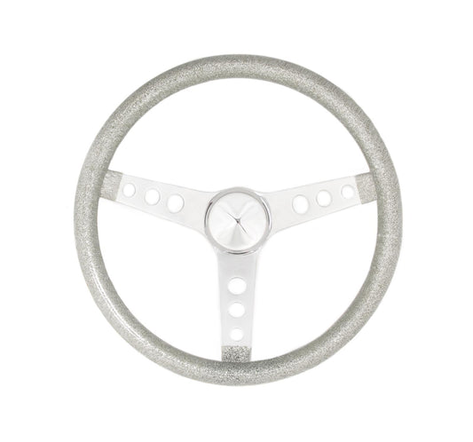 Grant GR8464 Silver Vinyl Metal Flake Glitter 15" Steering Wheel 3-Spoke Chrome Moon Style