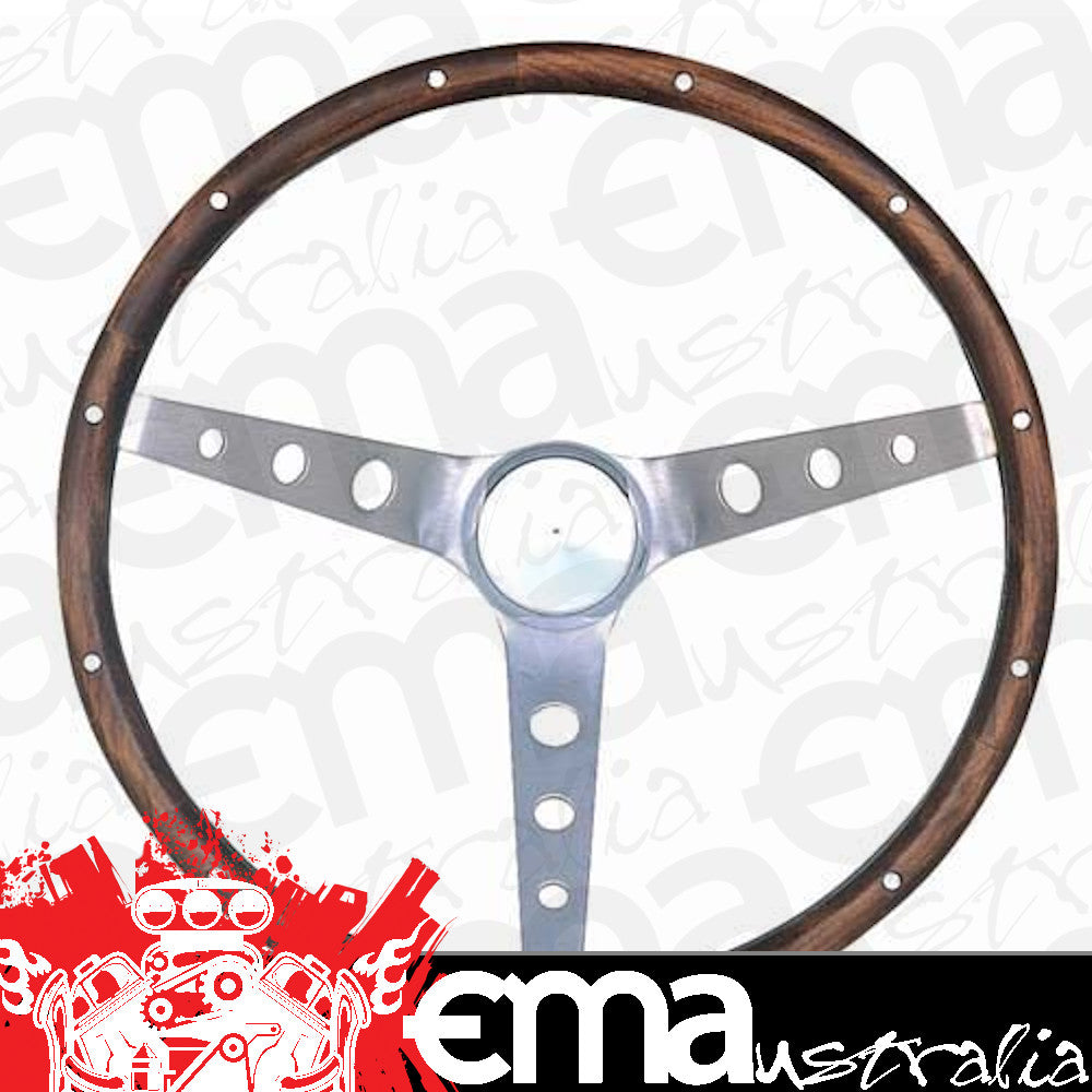 Grant GR963-0 Classic Ford Steering Wheel 13.5" S/S 3 Spoke Walnut Grip