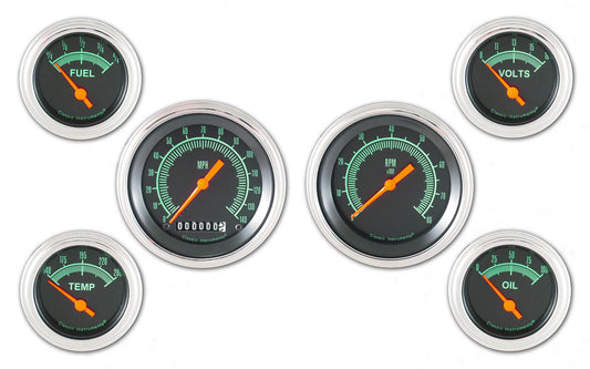 Classic Instruments GS01SLF G-Stock - 6 Gauge Set 3-3/8" Speedo & Tacho, 2-1/18" Fuel, Oil, Temp, Volts