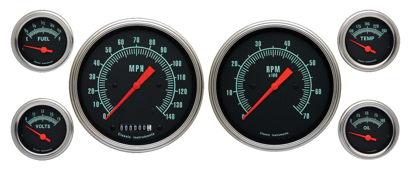 Classic Instruments GS51SLF G-Stock 4 - 5/8" Speedo & Tach, 2-1/8" Fuel, Oil, Te