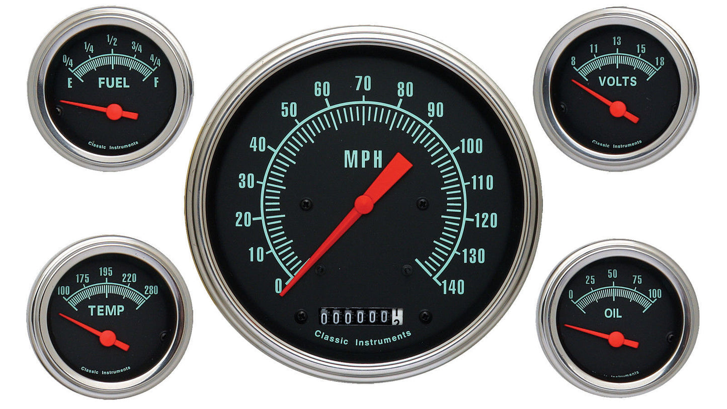 Classic Instruments GS54SLF G-Stock 4 - 5/8" Speedo, 2-1/8" Fuel, Oil, Temp, Vol