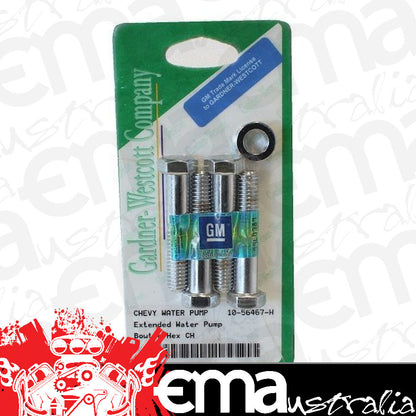 Chev Small Block Gen I 262-400 C.I.D, Chev Big Block Mark IV, Gen V, V Gardner Westcott Long Water Pump Bolt Kit Chrome Hex suit V8 Gardener-Westcott GW10-56467-H